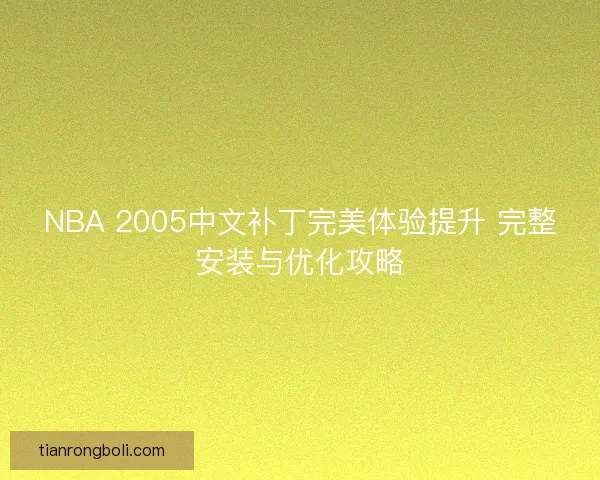 NBA 2005中文补丁完美体验提升 完整安装与优化攻略 NBA 2005中文补丁完美体验提升 完整安装与优化攻略