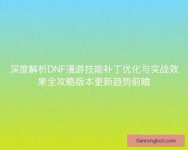 深度解析DNF漫游技能补丁优化与实战效果全攻略版本更新趋势前瞻